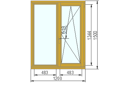 Окно ЕВРО 1500х1200 мм
